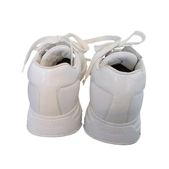 Prada Prax Tonal Low-Top Bianco Calzature Uomo Sneakers Size 10 D Retail $1100 - Picture 8 of 12